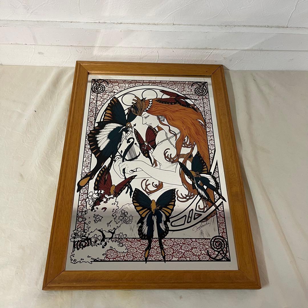 MR-229A アールヌーボー風 女性と蝶をモチーフにした鏡