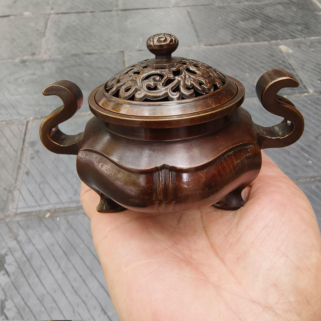 銅製 海棠薫香炉 香炉 檀香香炉 茶道沈香炉 香道具 装飾品 工芸品 置物