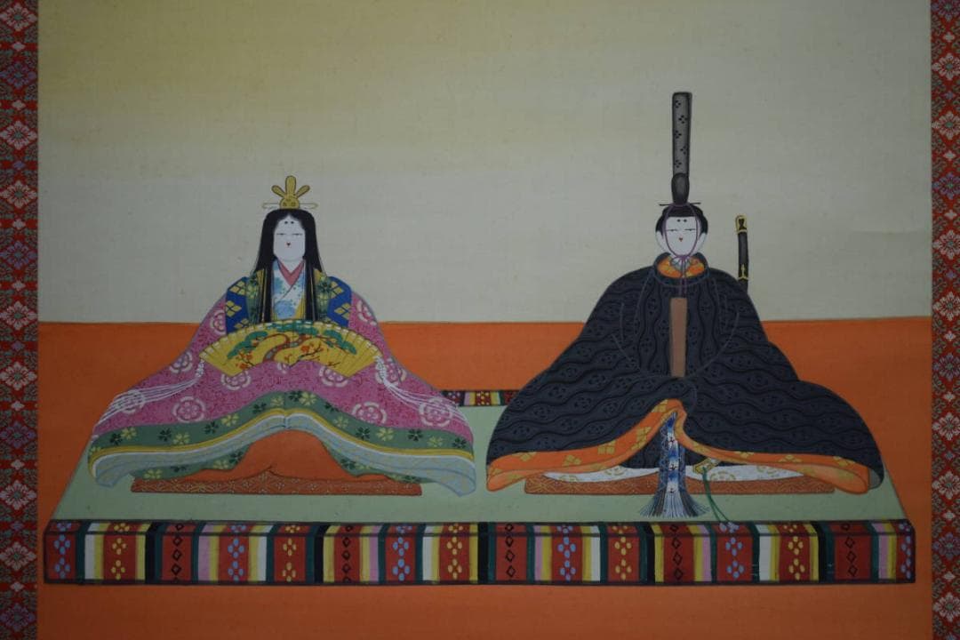 不詳/作者不詳/雛図/桐共箱付/布袋屋掛軸HH-974