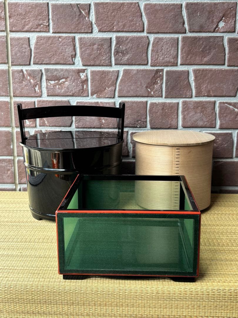 茶道具 黒真塗 手桶 水指 螢籠炭斗　曲水差　紙箱付