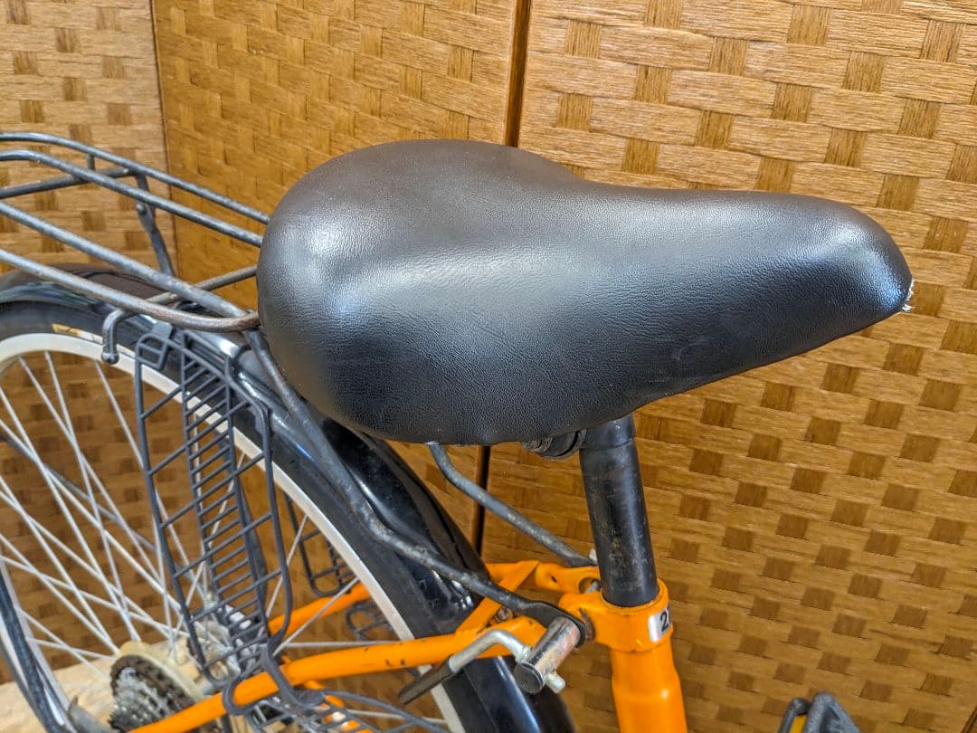 U095 普通自転車　27インチ 6段変速 LEDオートライト オレンジ