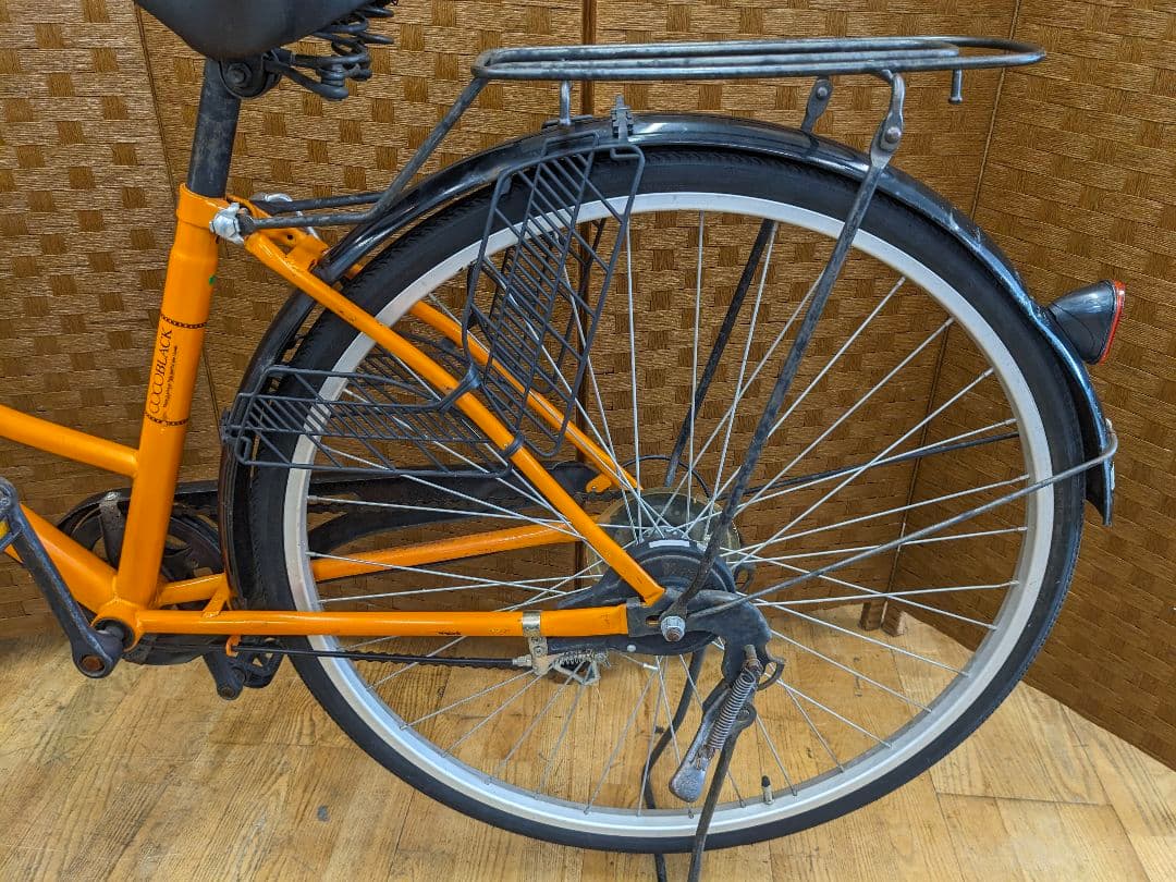 U095 普通自転車　27インチ 6段変速 LEDオートライト オレンジ