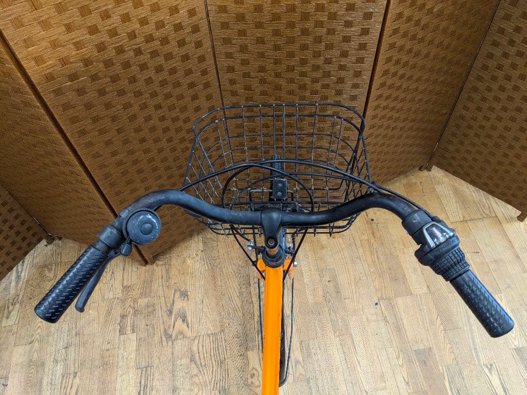 U095 普通自転車　27インチ 6段変速 LEDオートライト オレンジ