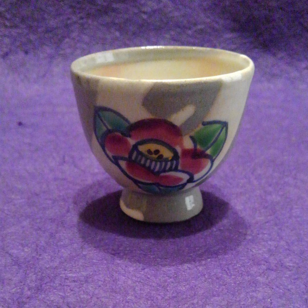 京焼　手描白刷毛椿画酒器揃