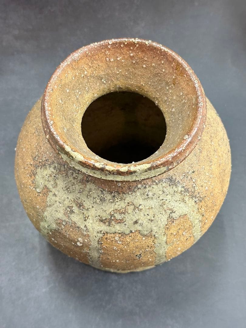 【⭐️蔵出し❣️貴重⭐️】信楽焼　蹲(うずくまる)　壺•花入　古格抜群　古作