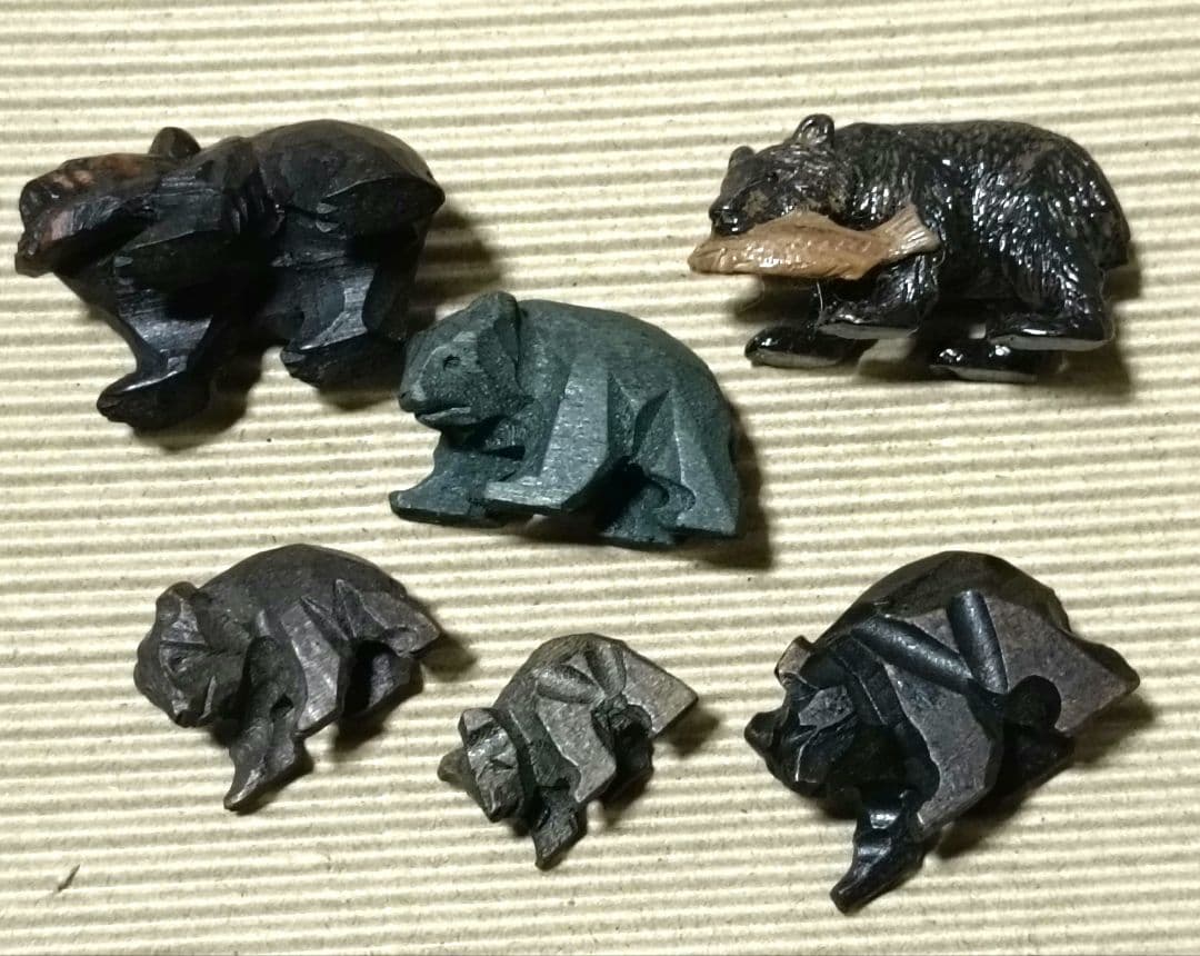 レトロ 極小 超ミニ 木彫熊 6点 希少 豆熊 激安