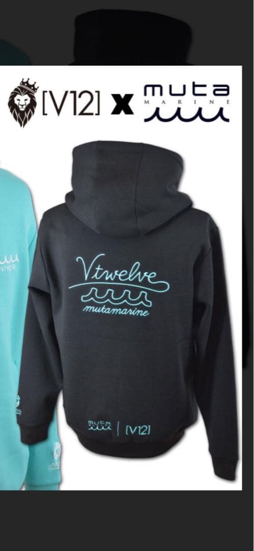 [V12] x muta ブラックフードセーター