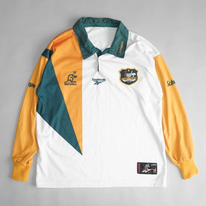 古着 90sビンテージ リーボック オーストラリア ワラビーズ ラガーシャツ M