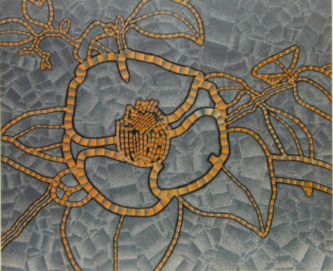 伊庭新太郎、【黒い椿】、希少な画集画、新品高級額・額装付、状態良好