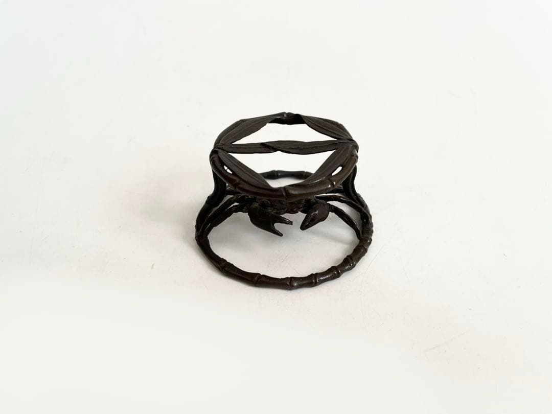 鋳師　吉田和正　唐金蓋置　笹蟹　蓋置　茶道具　共箱