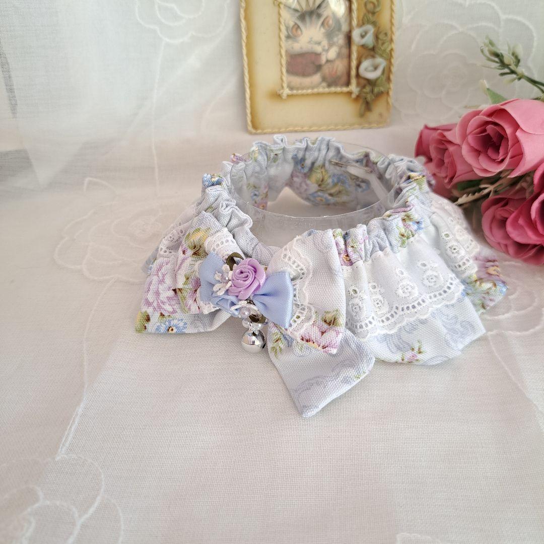 rin0311、幅広シュシュ(小花柄パープル)わんちゃん猫ちゃん用