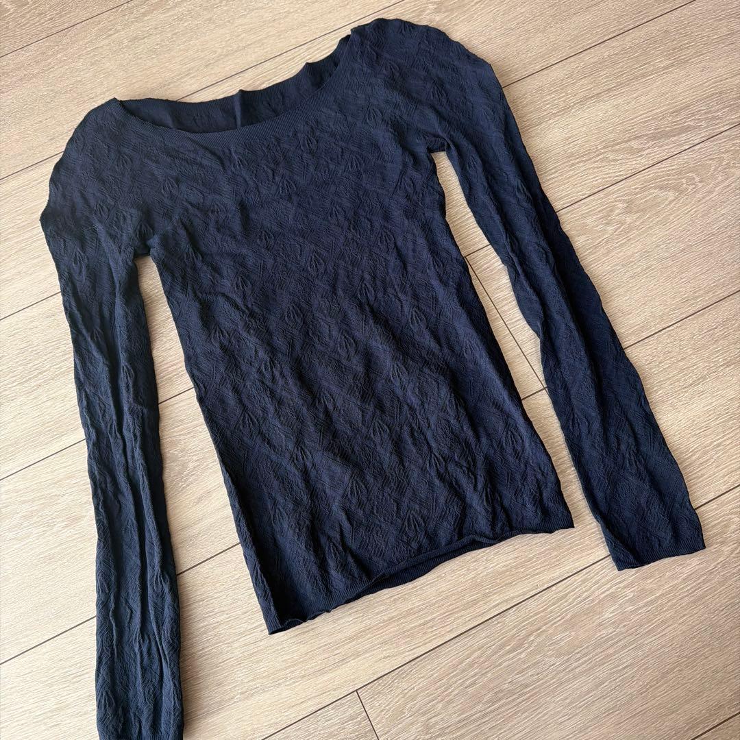 ノーソーイングニット　ネイビー 長袖 バレエ トップス