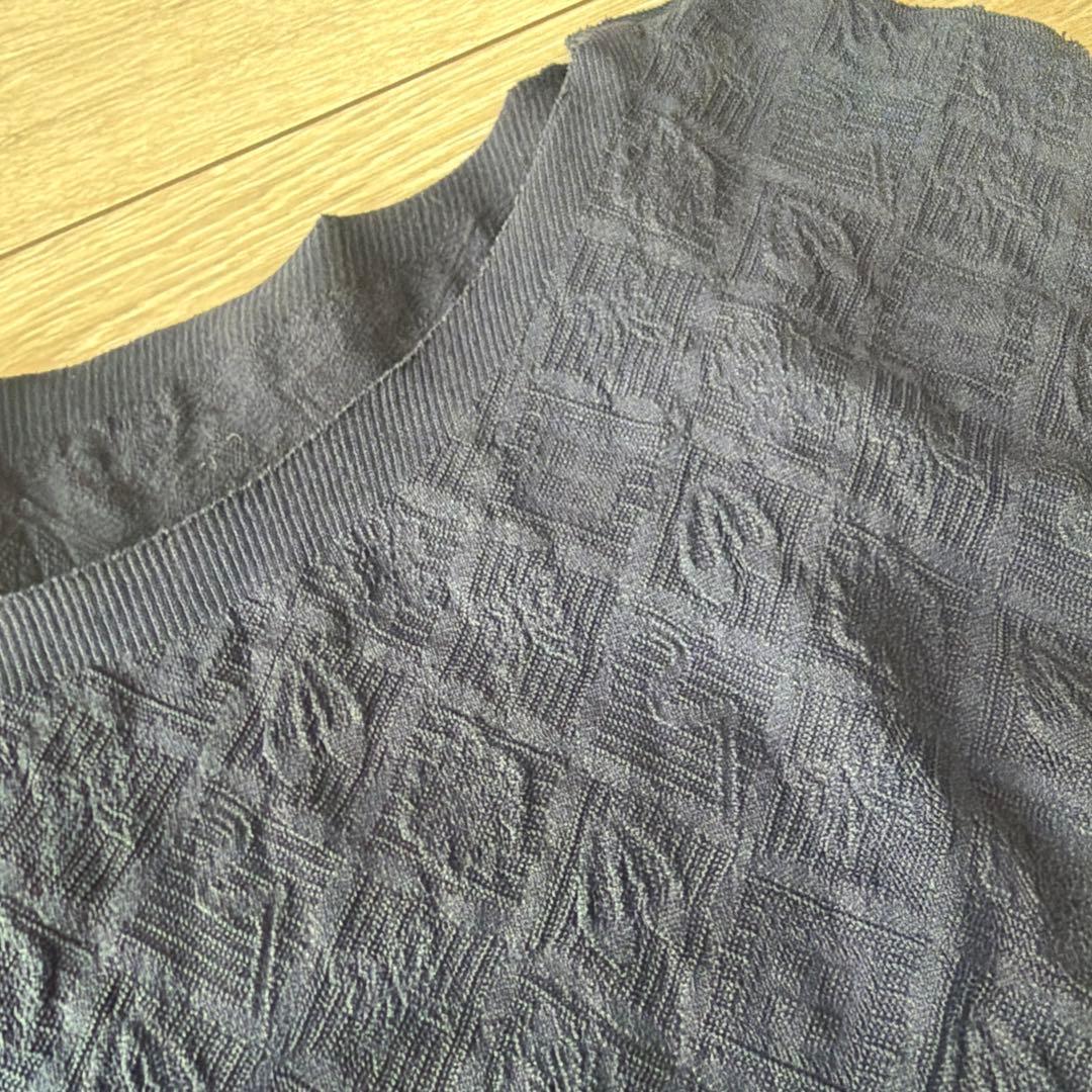 ノーソーイングニット　ネイビー 長袖 バレエ トップス