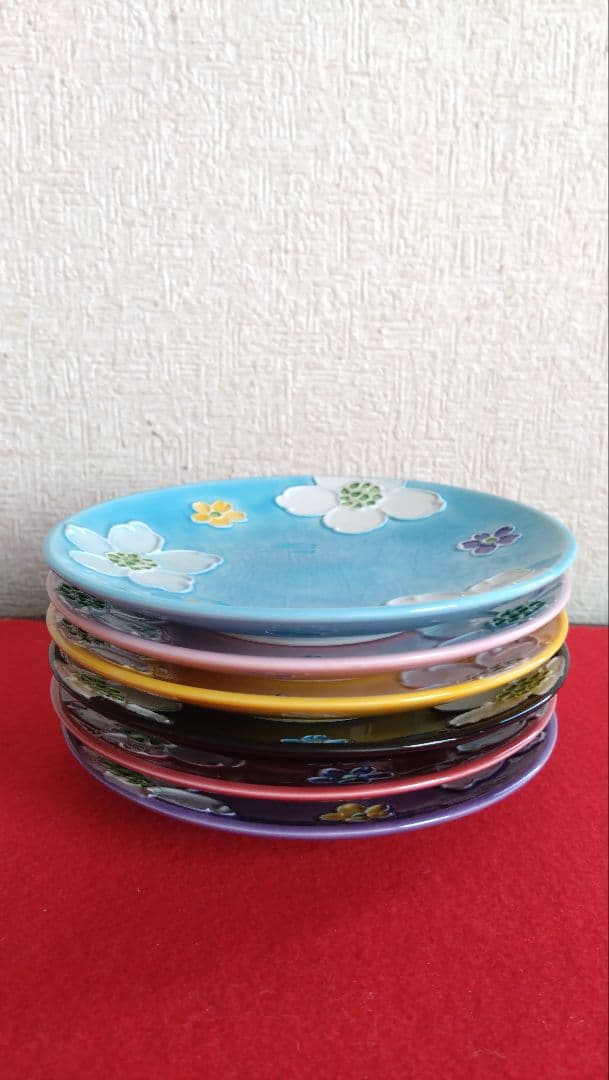 昇峰　京焼　清水焼　交趾　いっちん　皿　小皿セット