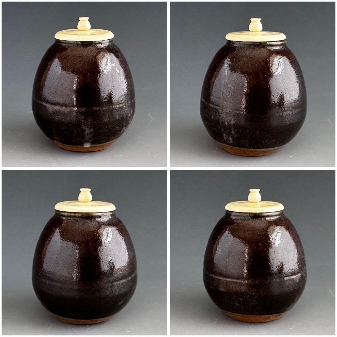 茶道具　茄子茶入　濃茶器　廣州窯　趙小守　共箱　茶会　唐物　稽古　点前