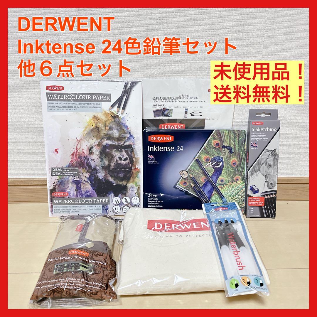 未使用 DERWENT Inktense24色 水彩色鉛筆 画材6点セット
