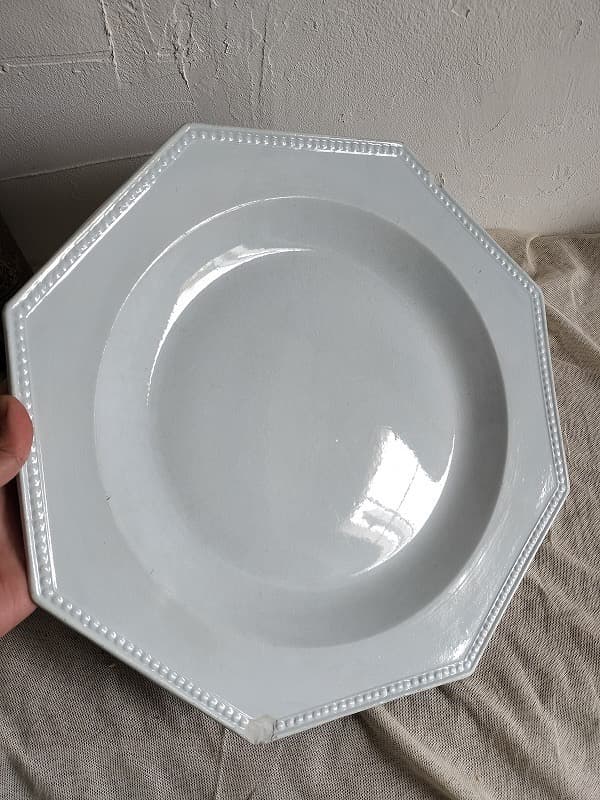 フランス アンティーク クレイユモントロー オクトゴナル 陶器 34cm