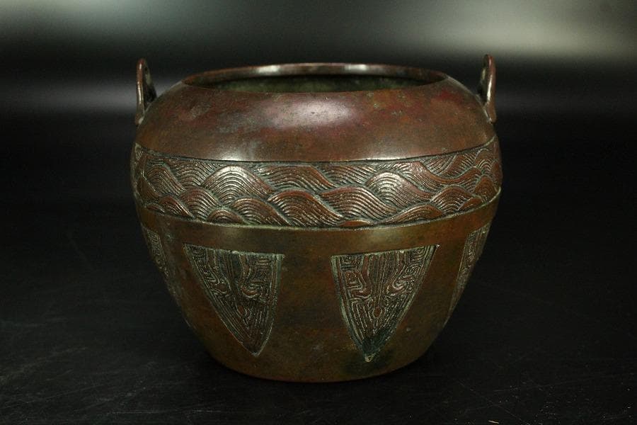 茶道具 奇木 手付 煙草盆 古銅火入 香炉 珍品(K-YC391)