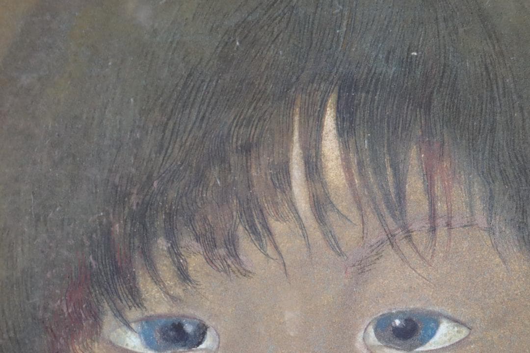 真作保証 堀泰明 「童暦」 日本画10号 共シール タトウ箱付 日展人気作家