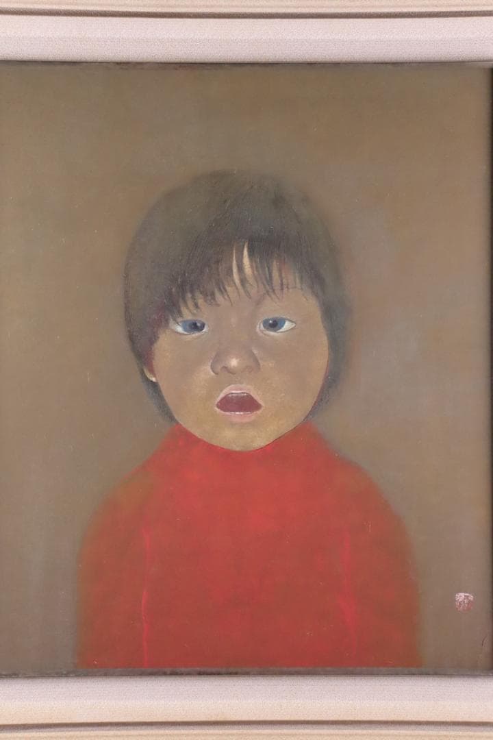 真作保証 堀泰明 「童暦」 日本画10号 共シール タトウ箱付 日展人気作家