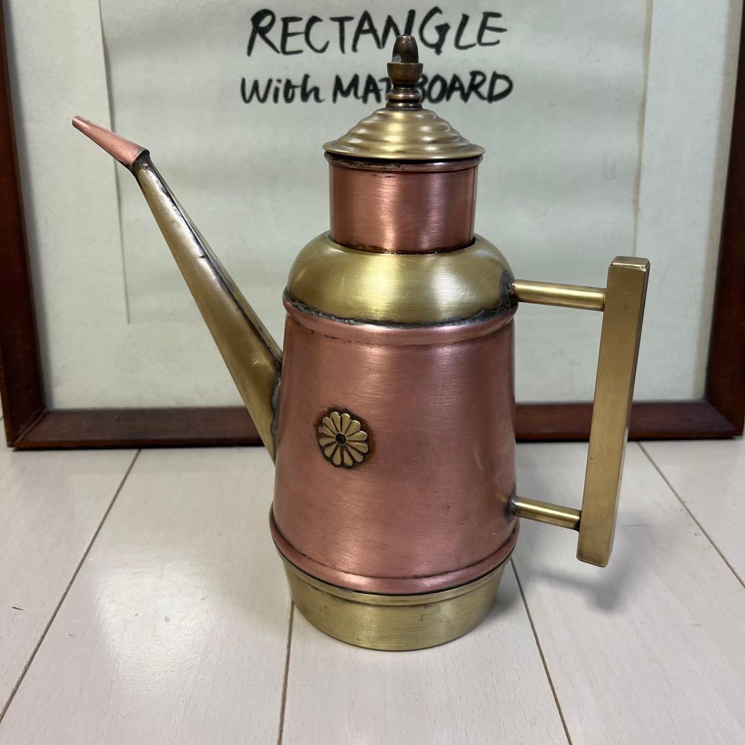 イタリア製　カゾラロ社　オリエーラ【オイル差し】アンティーク銅真鍮ティーポット