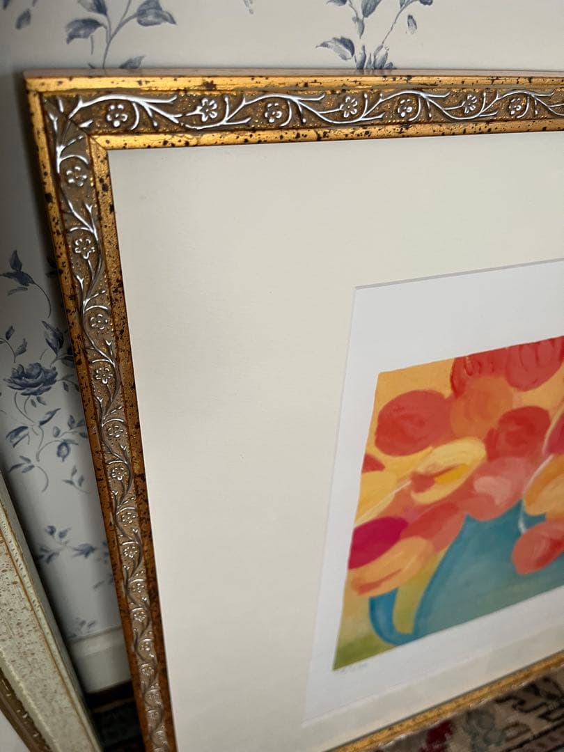 限定版画　47×55 ジニー・キム　ジクレー　サイン、ED、証明書　額入り　黄色