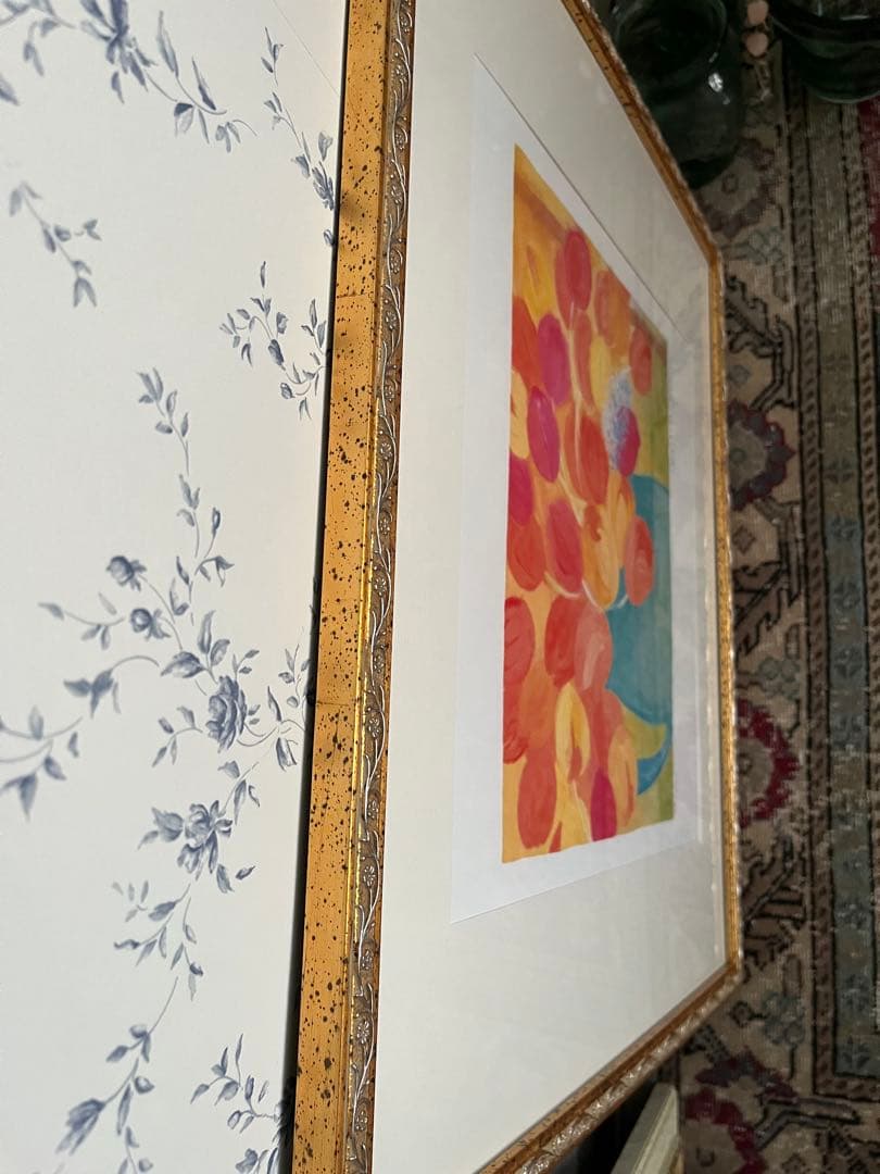 限定版画　47×55 ジニー・キム　ジクレー　サイン、ED、証明書　額入り　黄色