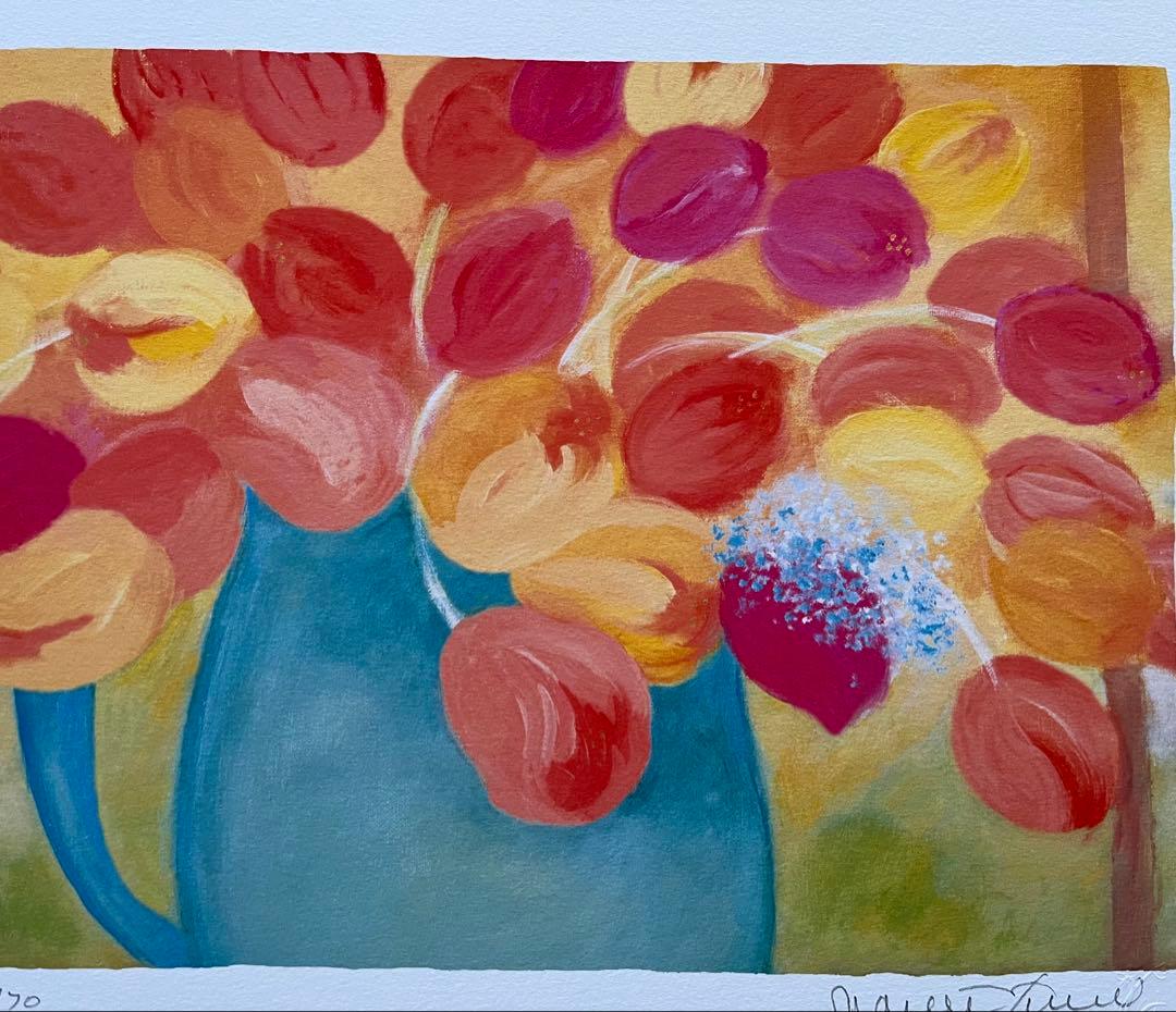 限定版画　47×55 ジニー・キム　ジクレー　サイン、ED、証明書　額入り　黄色