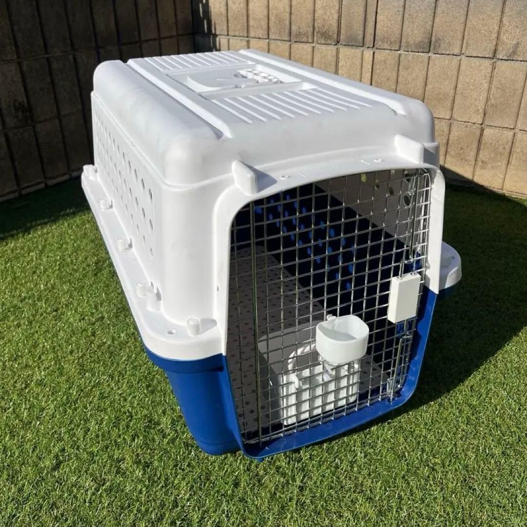 ホワイトブルー　犬　ケージ　クレート