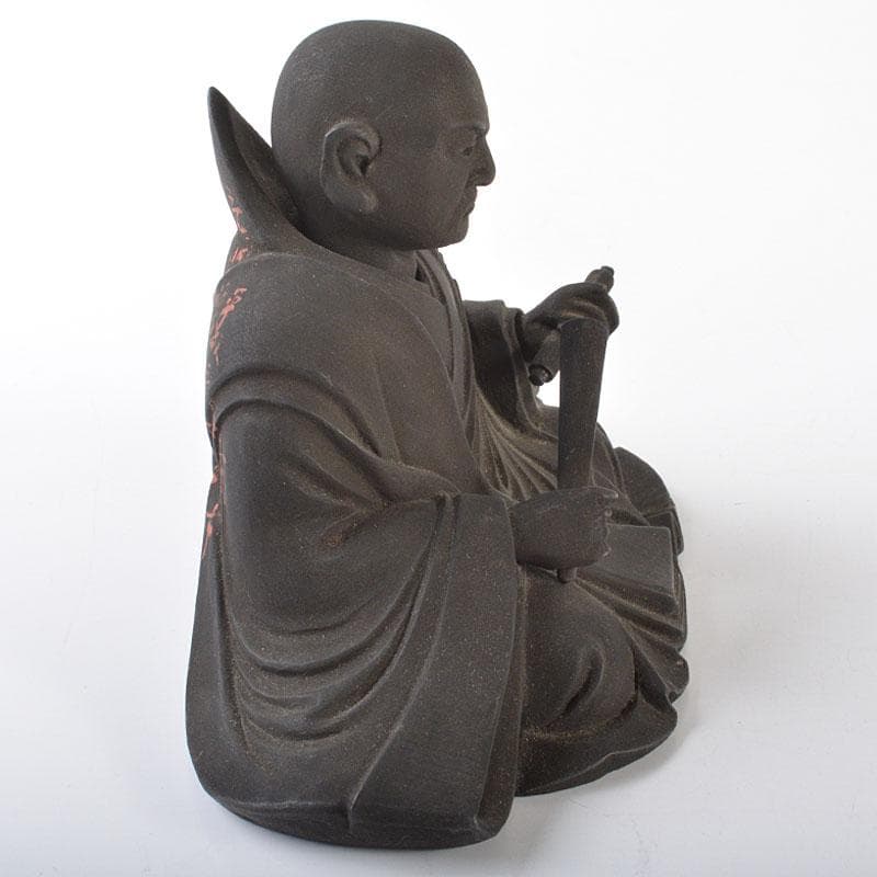 仏教美術　木彫　玉眼入　禅僧像　僧侶像　置物　D　R6475