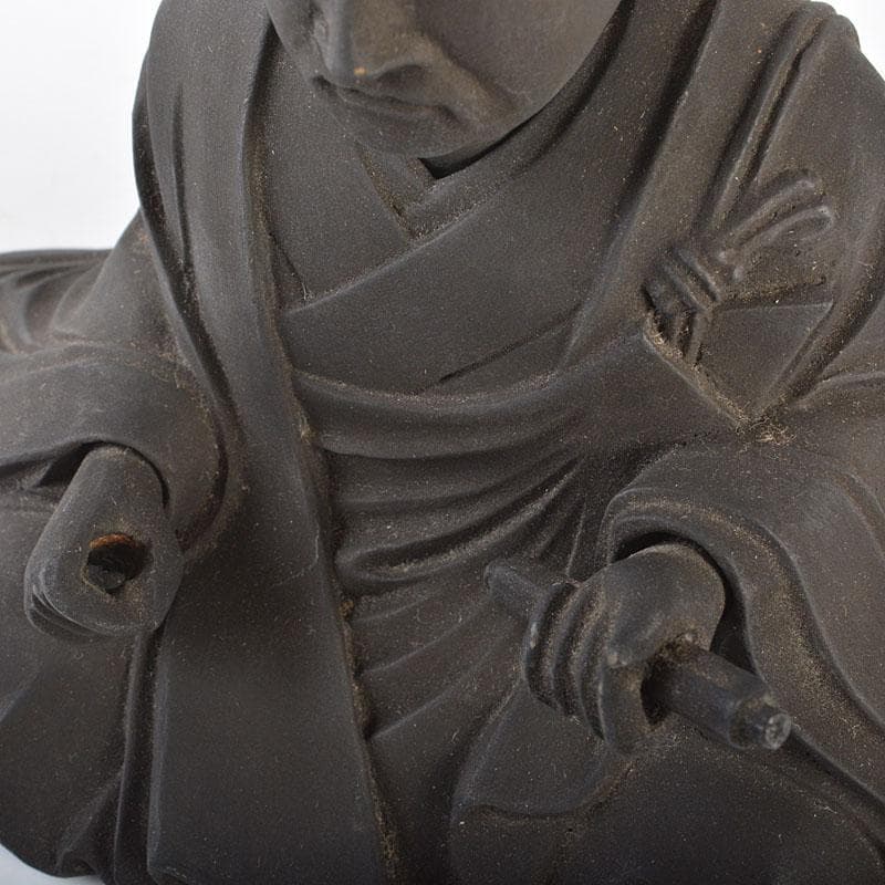 仏教美術　木彫　玉眼入　禅僧像　僧侶像　置物　D　R6475
