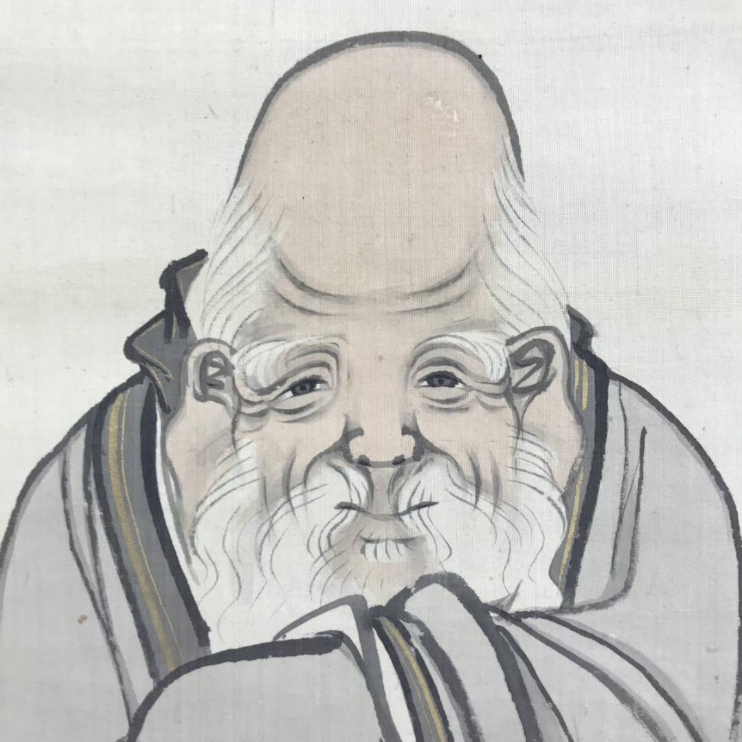 真作/横山清暉/寿老人図/七福神のうちの一人/人物図/掛軸☆宝船☆AE-309