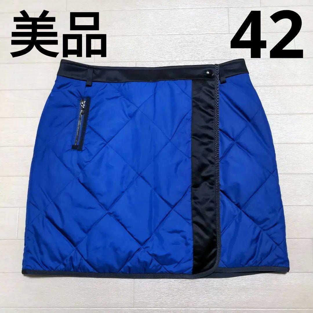 再再再値下げ美品 ランバンスポール　中綿スカート42 ブルー 定価38500円
