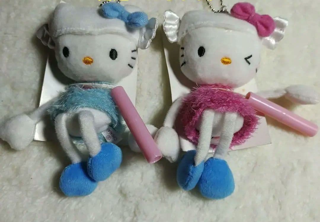 2002年　ハローキティ　足長キティ　エンジェル　ぬいぐるみキーホルダー　2個