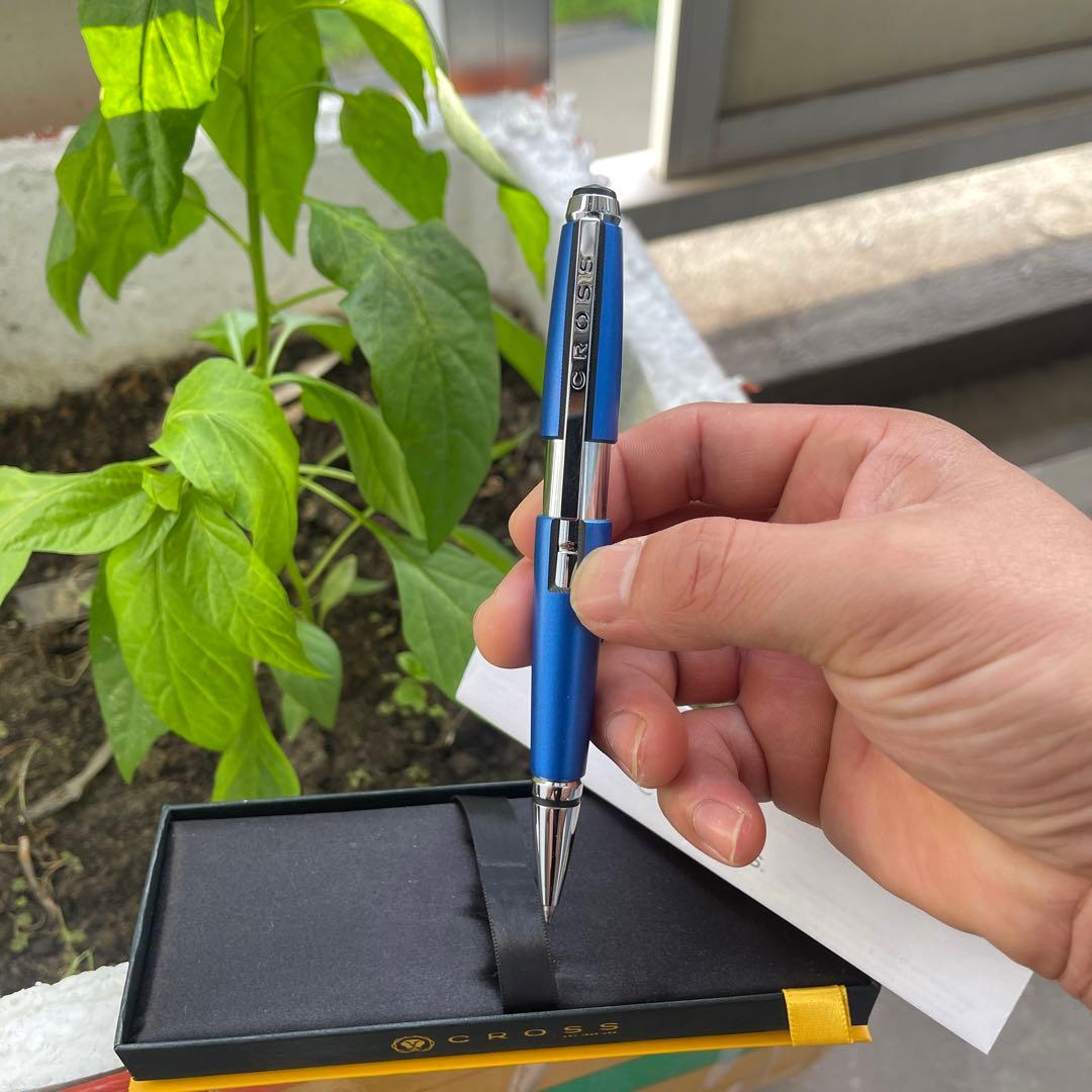 CROSS ボールペン 青 メタル製