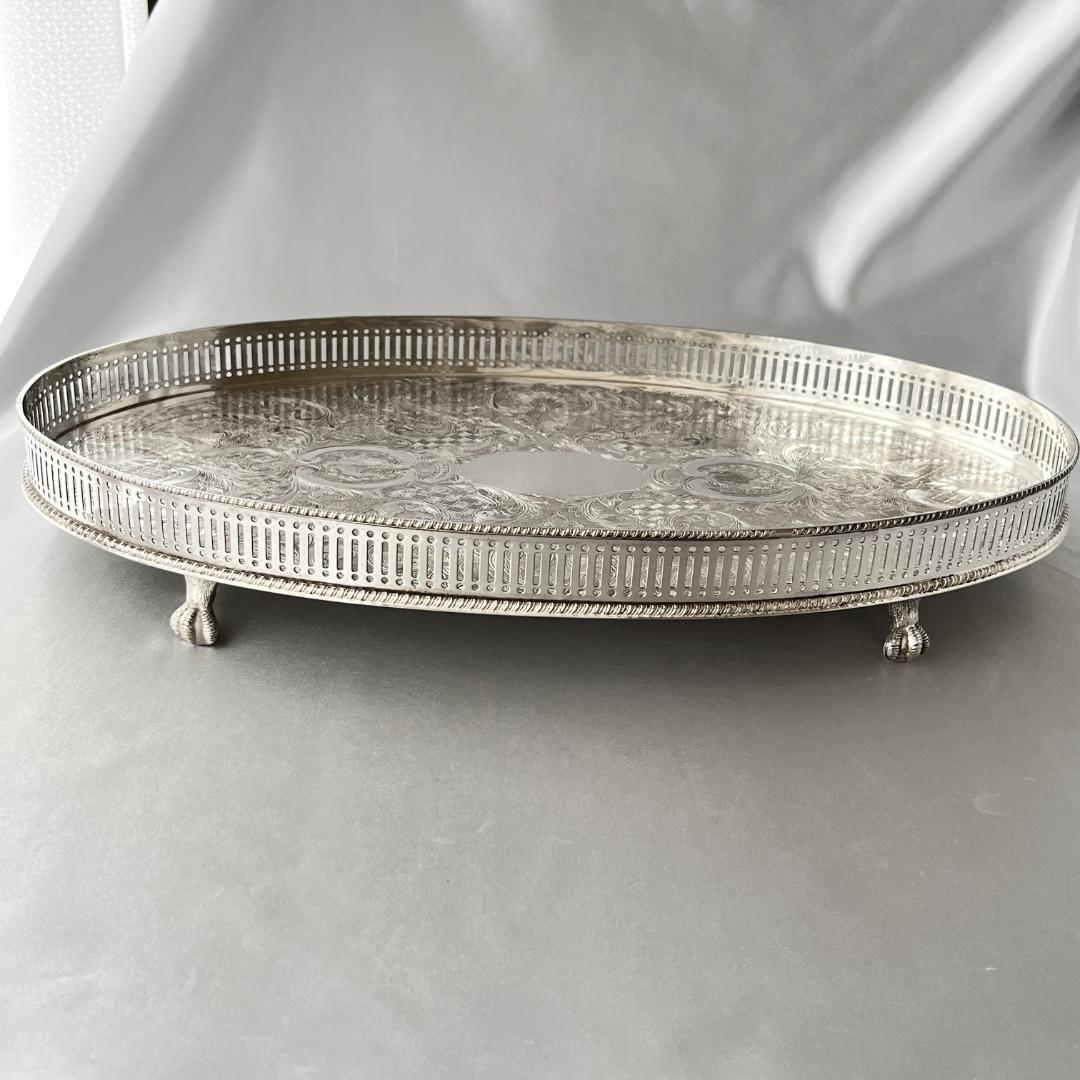 【英国】 ギャラリートレー オーバル型 40cm クロウフット