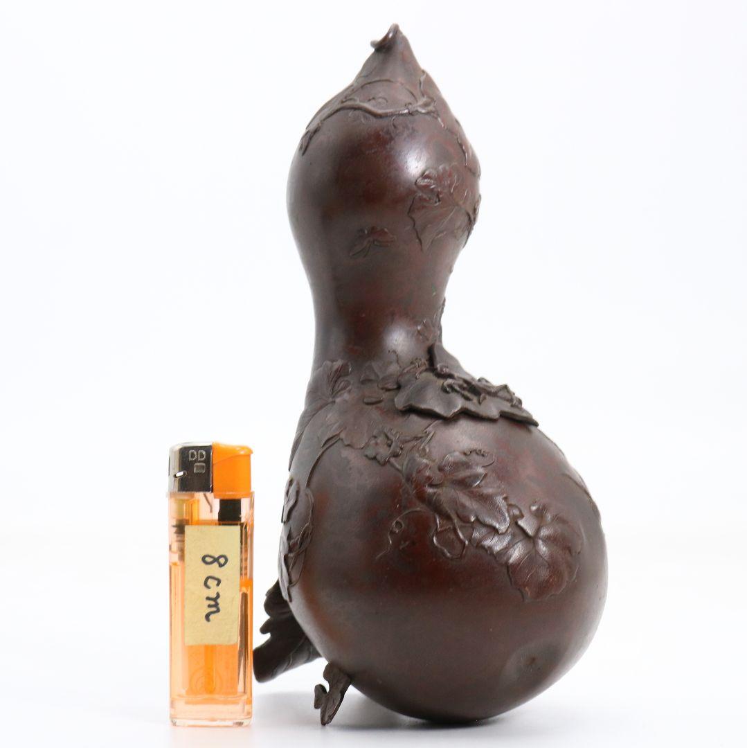 鋳師 金森浄栄作 鋳銅 瓢花入 高岡銅器 共箱　AW827　Z1