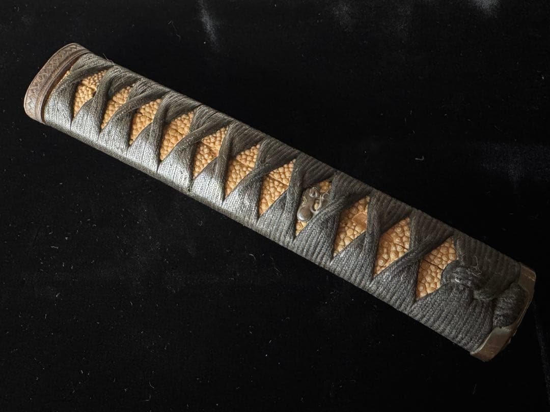 柄前 能面図 柄巻 日本刀 刀装具 骨董 古美術 江戸時代 時代物