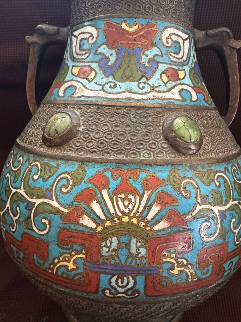 中国古美術　花瓶　古銅製　アンティーク　骨董品