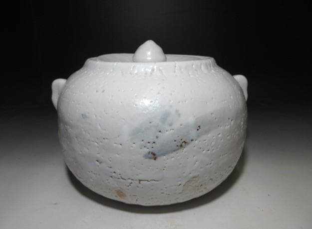 人間国宝 荒川豊蔵 志野 水指（共蓋付き）／共箱 共布／絵志野