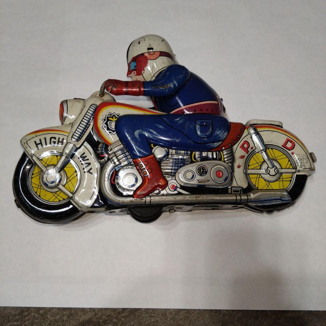 昭和レトロ アサヒ玩具 ブリキ製 白バイ