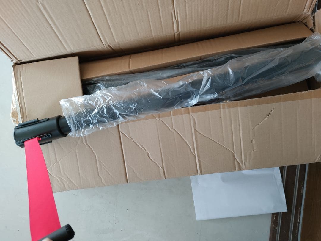 ポールパーテション ポール黒 ベルト赤4本セット