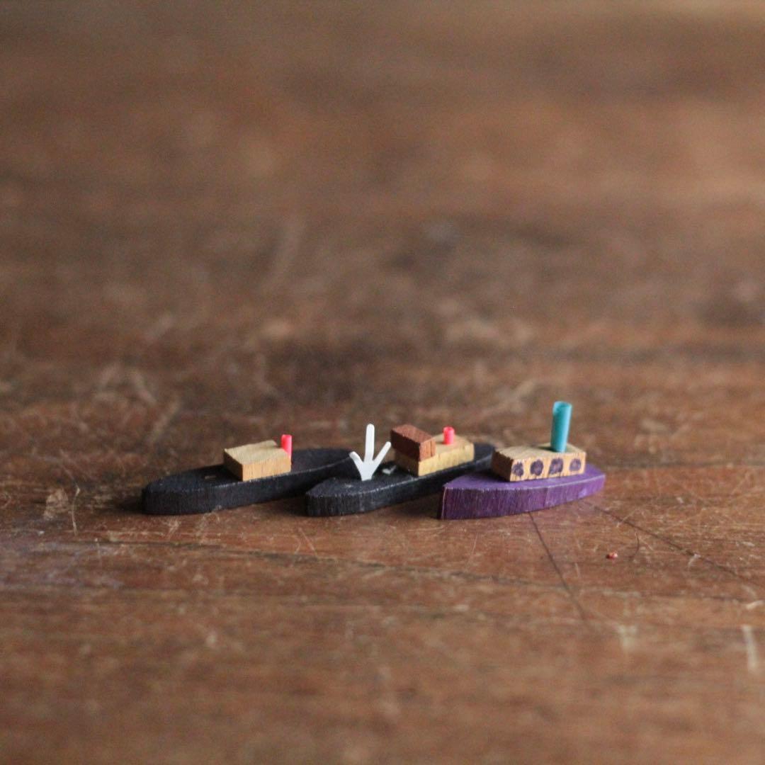 昭和 グリコ おまけ 木製 船 3個セット アンティーク 古道具