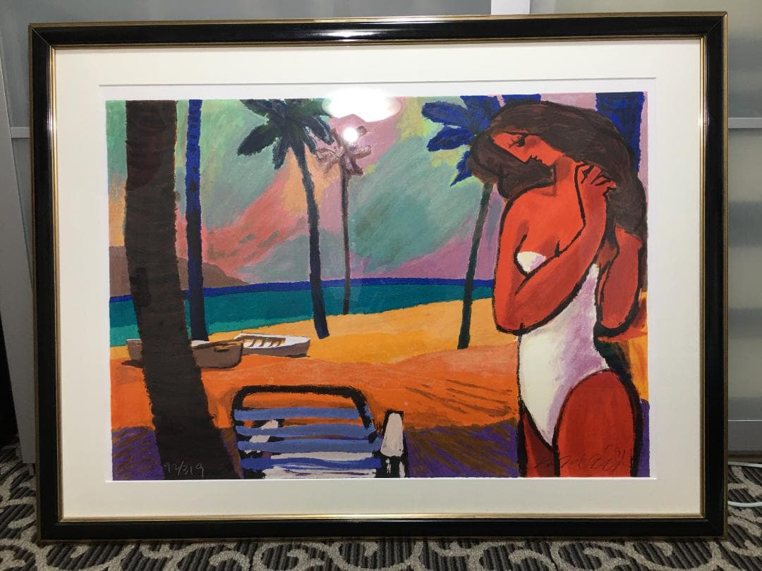 送料込【真作】Michael Leuマイケル・ルー　シルクスクリーン　直筆サイン