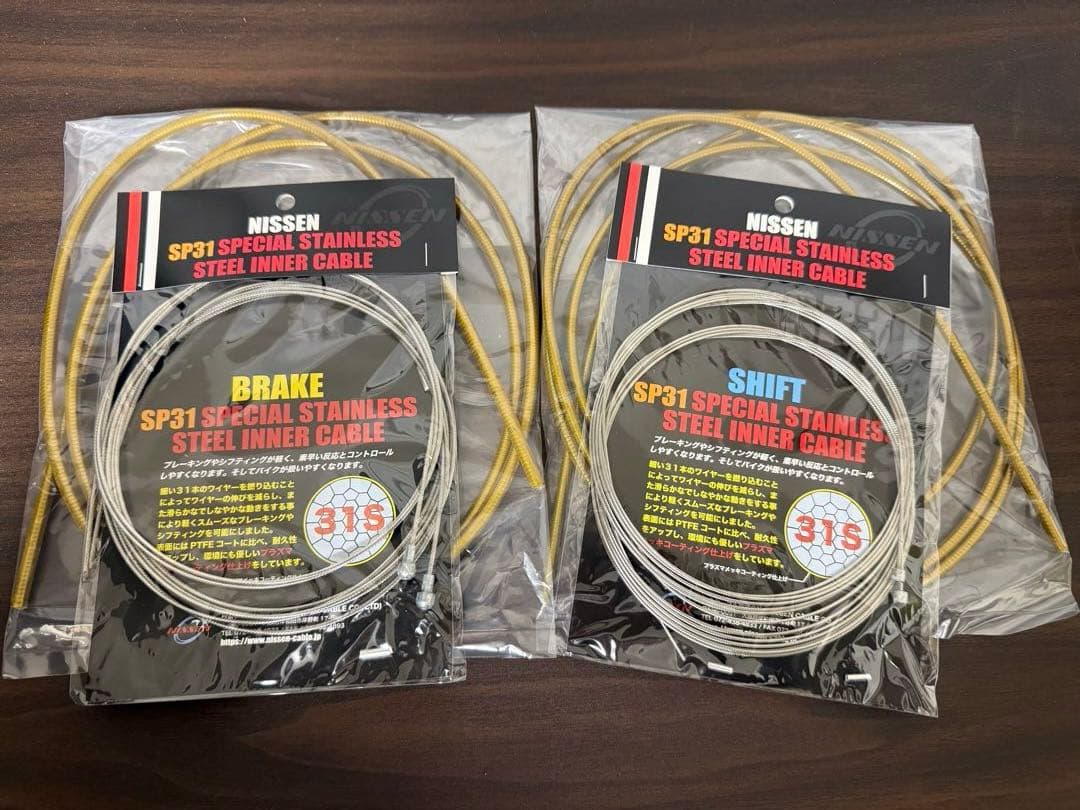 ニッセン ブレーキ シフター ケーブル セット クリアゴールド ロード用 新品