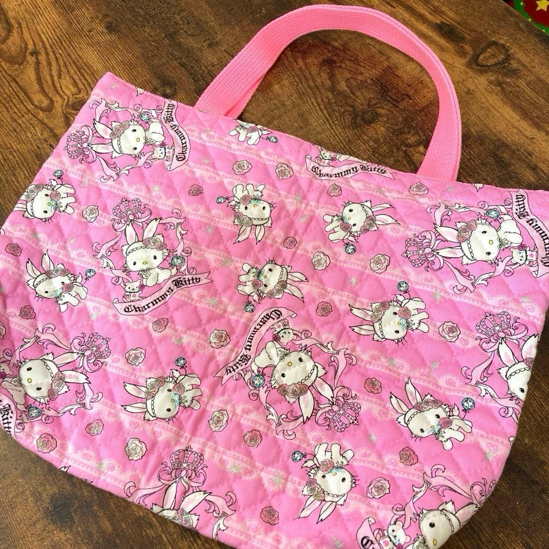 チャーミーキティ　ウサミミ　トートバッグ　生地　ハギレ　平成レトロ　当時物　レア