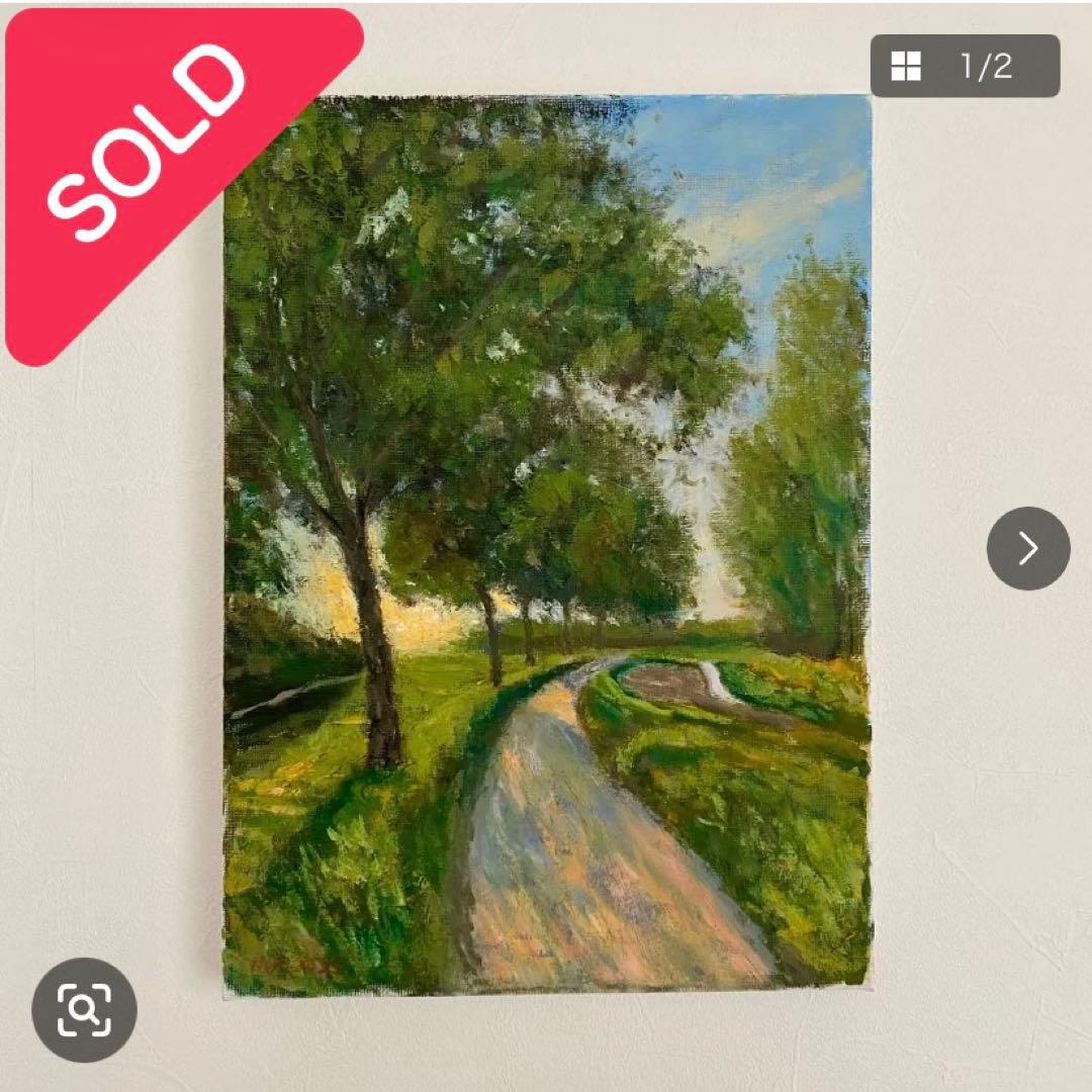 光の小道F4 キャンバス 風景画 油彩画 絵画