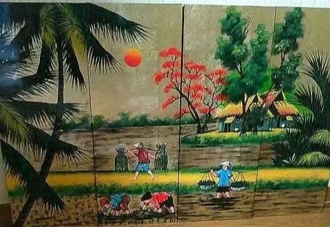 ベトナム木製 壁掛絵画