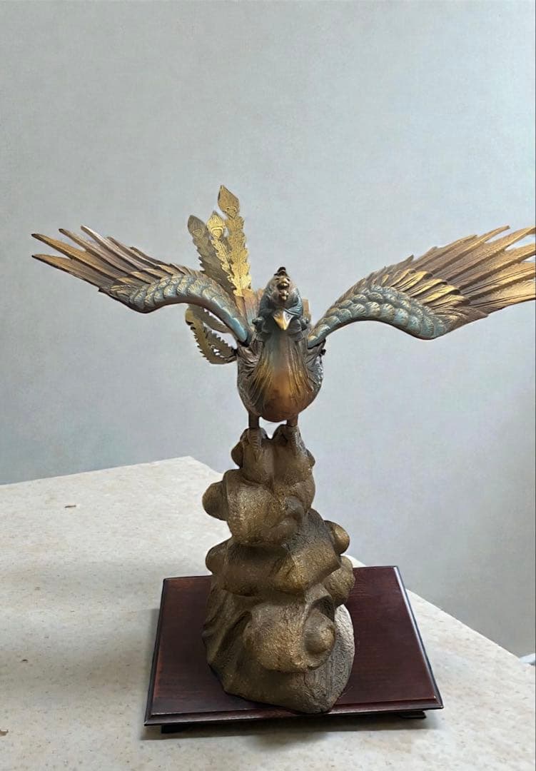 【幸運を招く鳳凰】希少　鳳凰　金属製 風水　縁起物　アンティーク　成長　幸福