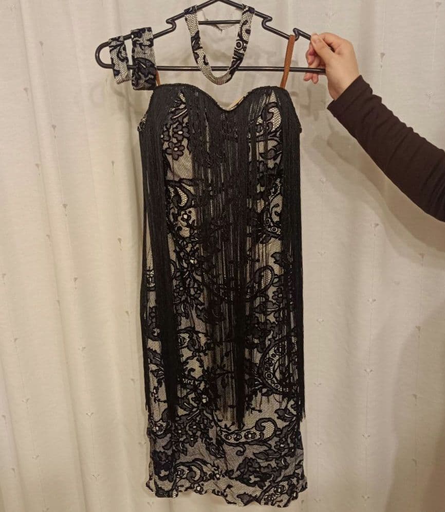 タカダンス ラテンドレス フリンジ 黒